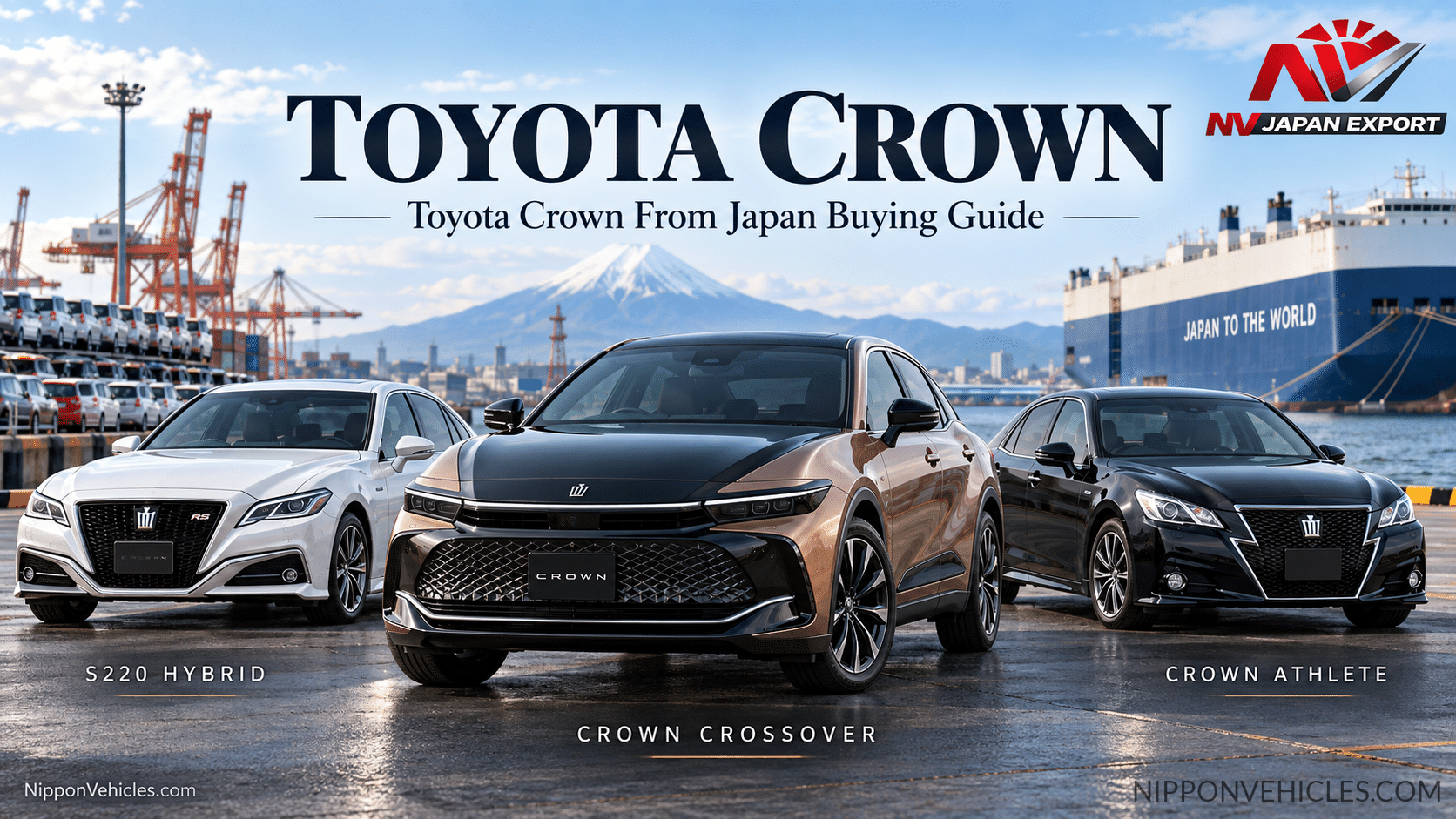 Toyota Crown from Japan buying guide comparing Crown Crossover S220 Hybrid and Crown Athlete models