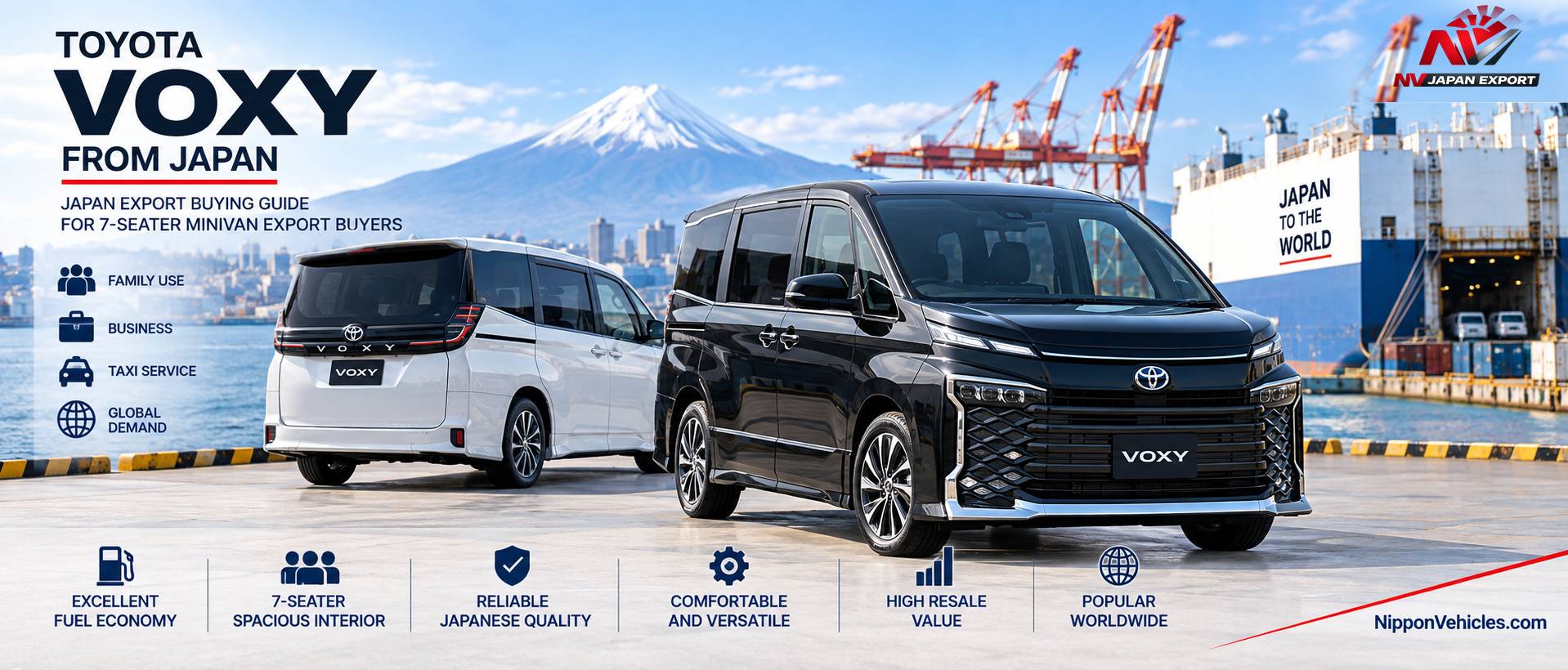Toyota Voxy from Japan buying guide for Japanese 7-seater minivan export buyers